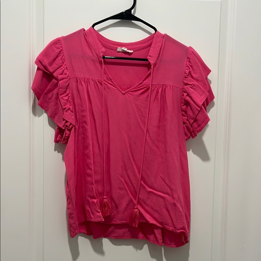 Women's Pink Ruffled Top